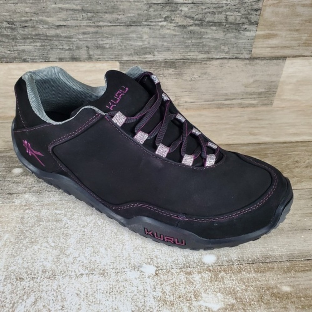 Kuru Chicane Women Shoes Sz 12 M Jet Black Boysenberry Leather‎ Lace Up Sneaker